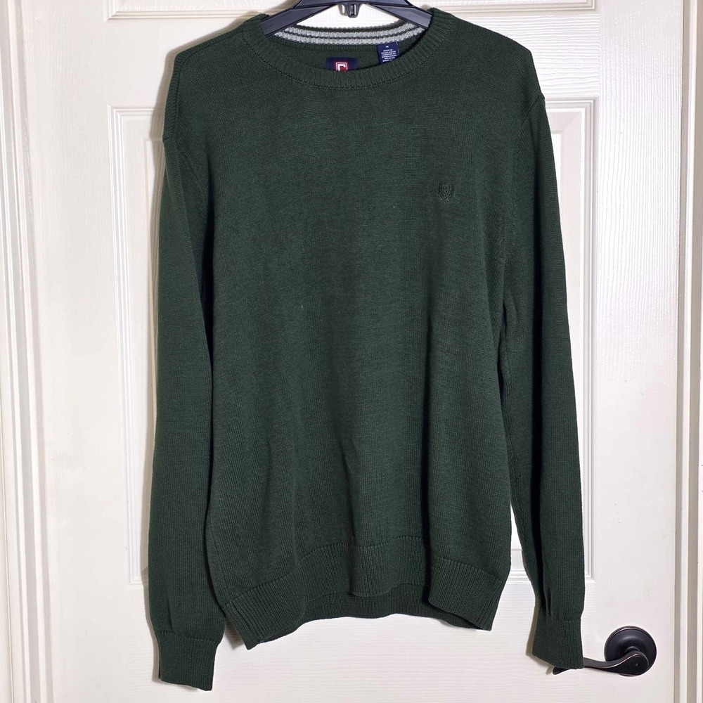 Chaps Long Sleeve Cotton Knit Crewneck Sweater Green Men's Medium NWT CM35SE100K